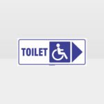 Accessible Toilet Right Arrow White Background Sign