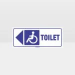 Accessible Toilet Left Arrow White Background Sign