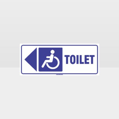 Accessible Toilet Left Arrow White Background Sign