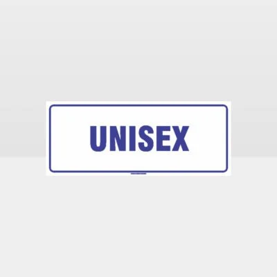 Unisex Toilet White Background Sign