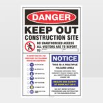 Danger Keep Out Construction Site Sign