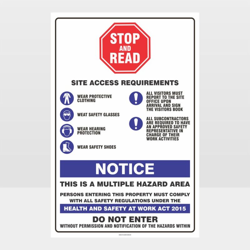 Notice Site Access Requirements Sign