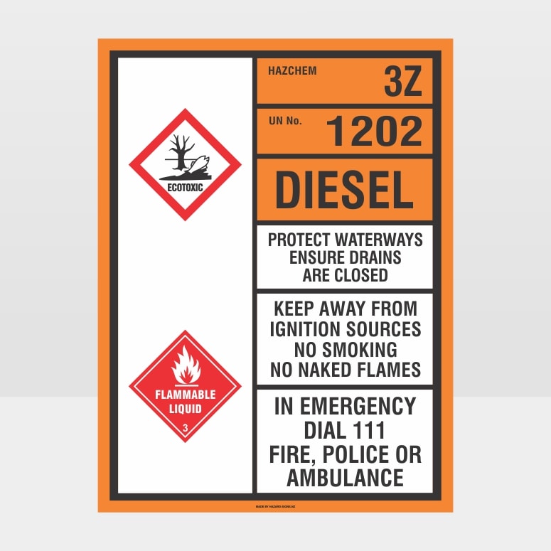 Hazardous 3Z 1202 DIESEL Sign