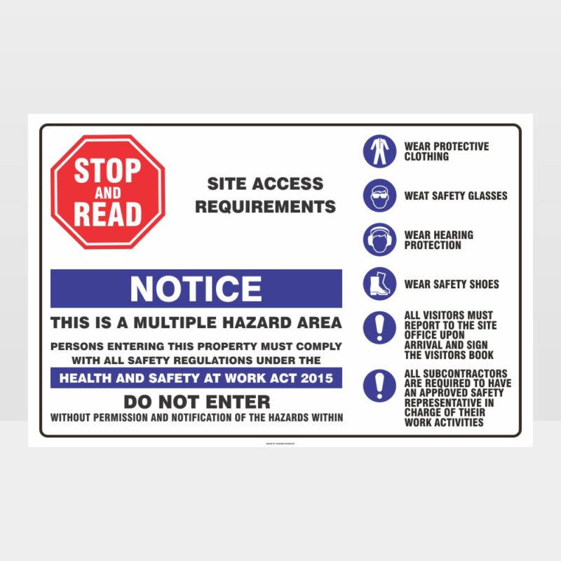 Notice Site Access Requirements Landscape Sign