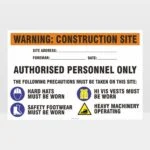 Warning Construction Site Sign