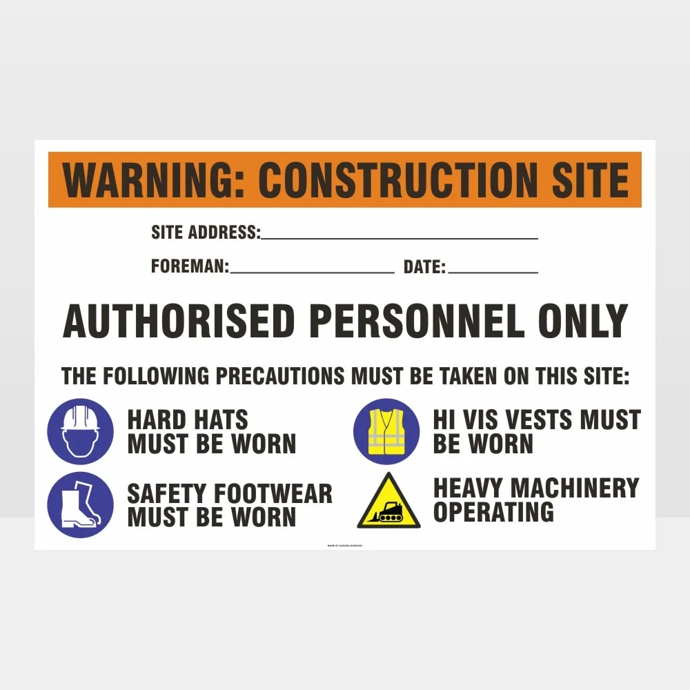 Warning Construction Site Sign