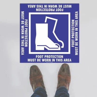 Foot Protection Square Floor Sign