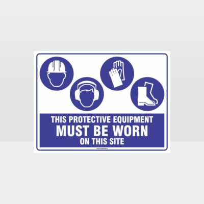 Mandatory PPE Sign – Head, Hearing, Hand & Foot Protection Required