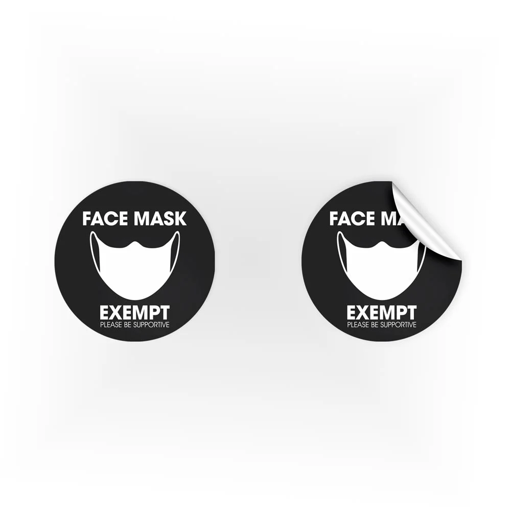 COV04-Face-Mask-Exempt-Supportive-Black-Sign Face Mask Exempt Be Supportive Stickers