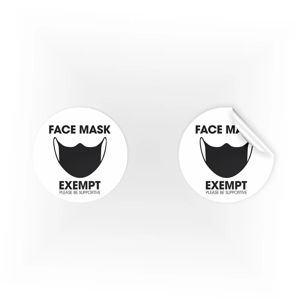 COV05-Face-Mask-Exempt-Supportive-White-Sign Face Mask Exempt Be Supportive Stickers