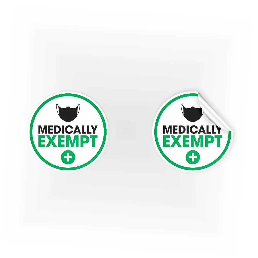 COV10-Mask-Medically-Exempt-Mask-Green-Sign Medically Exempt Mask Stickers