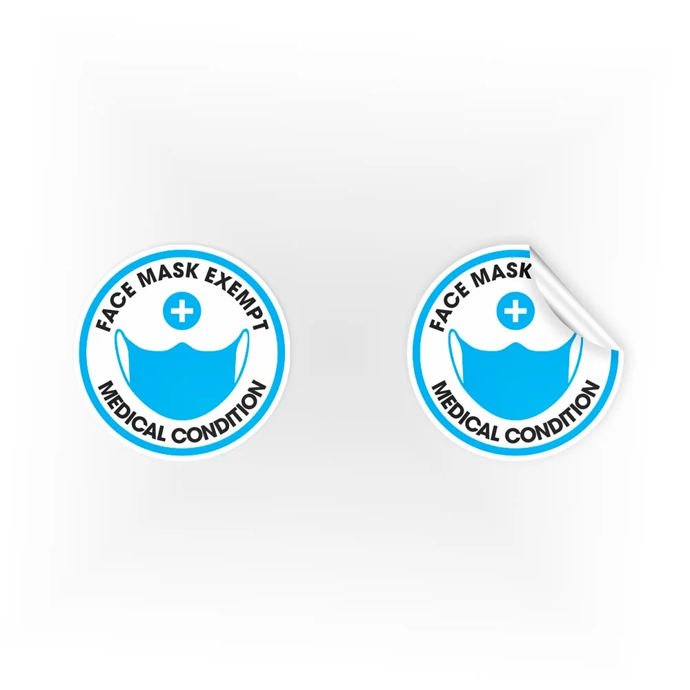 COV13-Face-Mask-Exampt-MedicalCondition-Blue-Sign Face Mask Exempt Medical Condition Stickers