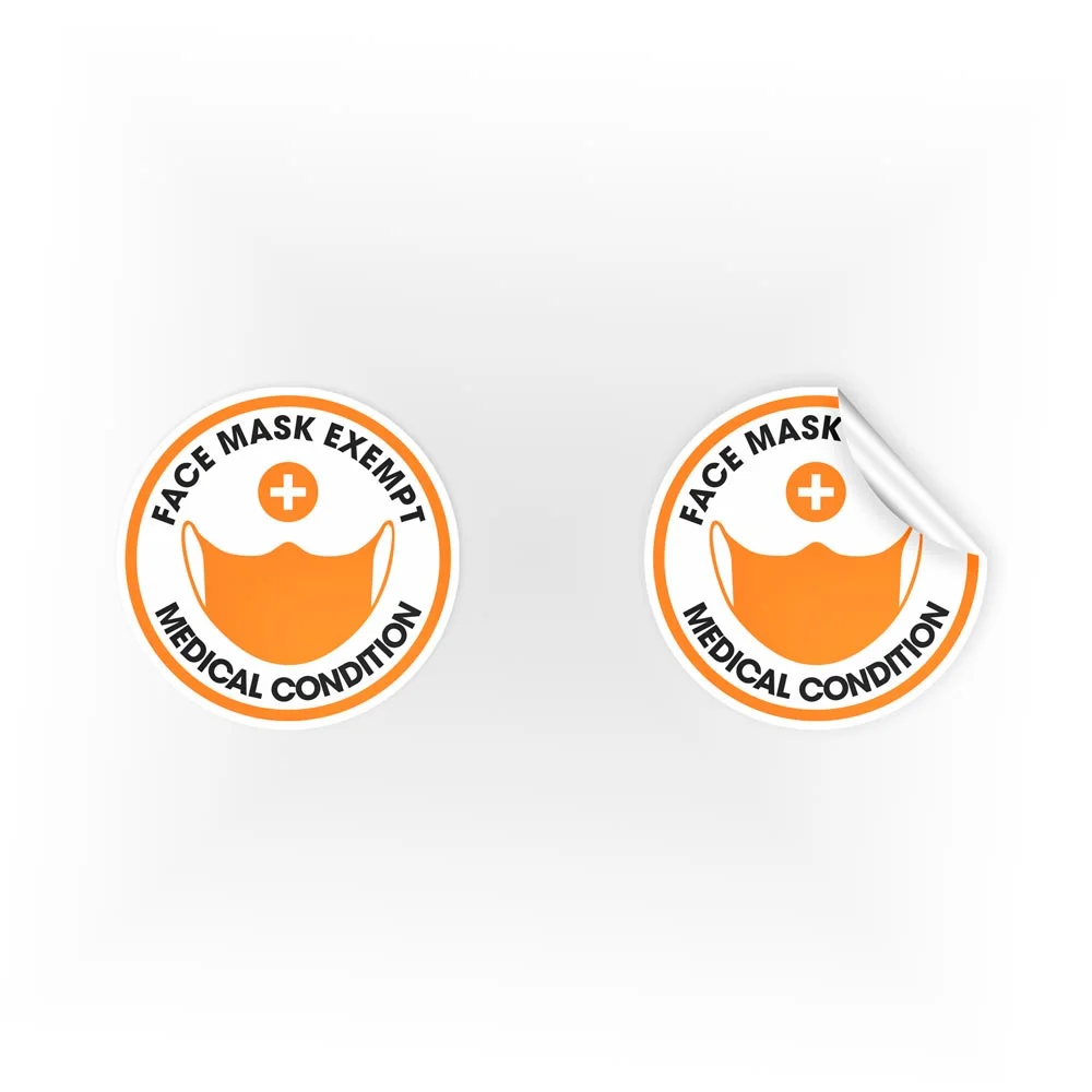 COV14-Face-Mask-Exampt-MedicalCondition-Orange-Sign Face Mask Exempt Medical Condition Stickers