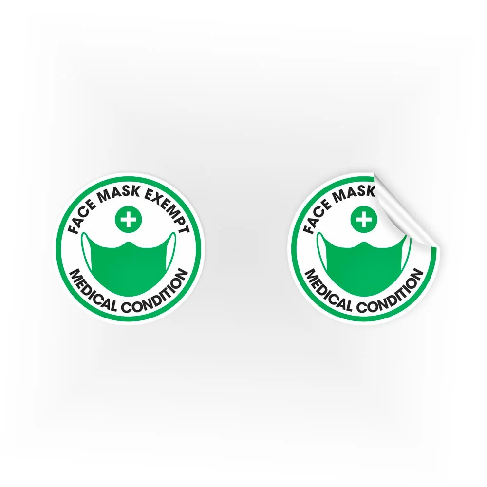 COV15-Face-Mask-Exampt-MedicalCondition-Green-Sign Face Mask Exempt Medical Condition Stickers