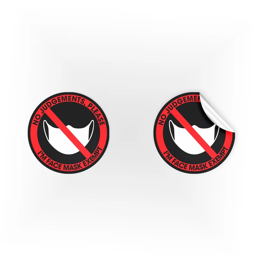 No Judgements Face Mask Exempt Stickers