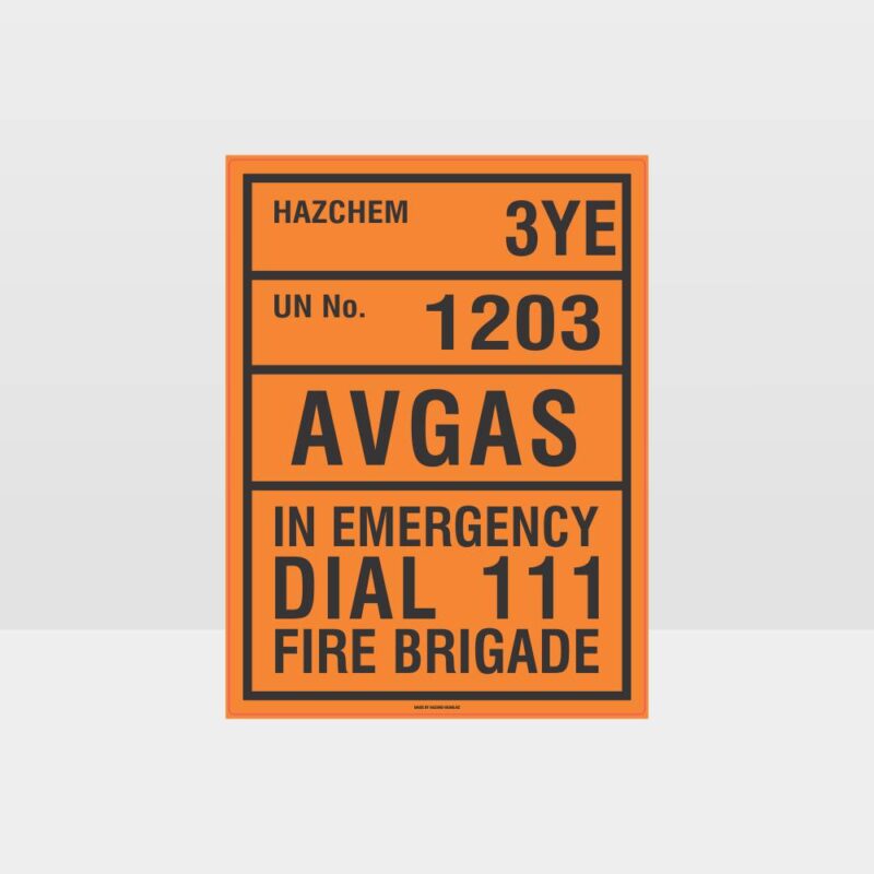 AVGAS Hazchem Sign