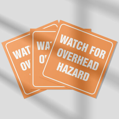 Watch For Overhead Hazard Stickers