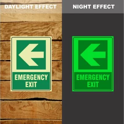 Photoluminescent Emergency Exit Arrow Left Sign