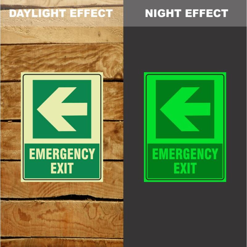 Photoluminescent Emergency Exit Arrow Left Sign
