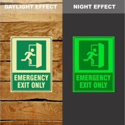 Photoluminescent Emergency Exit Only Right Sign