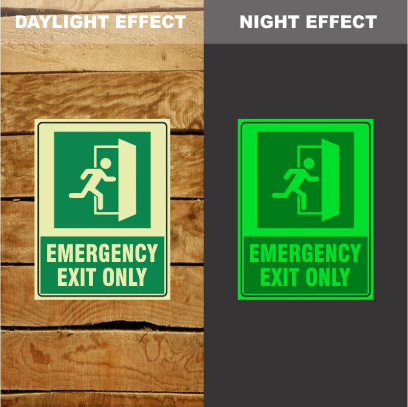 Photoluminescent Emergency Exit Only Right Sign