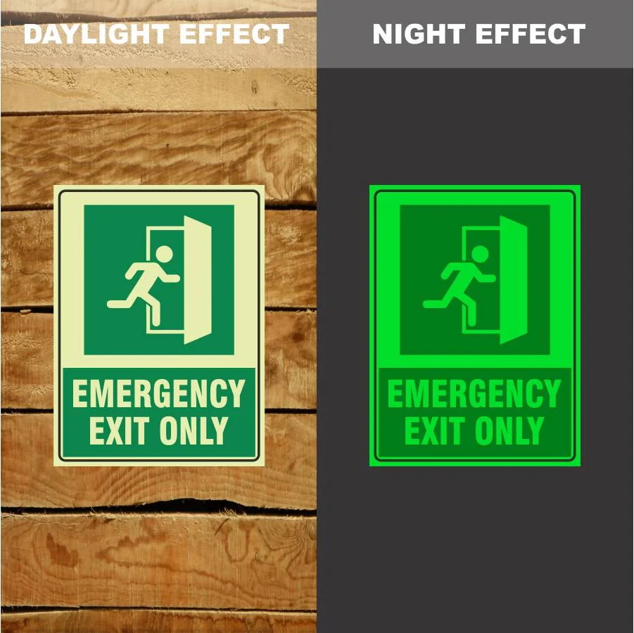 Photoluminescent Emergency Exit Only Right Sign