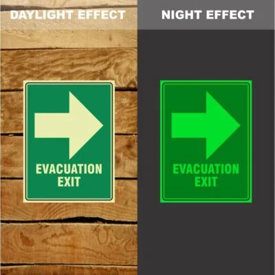 Photoluminescent Evacuation Exit Right Sign