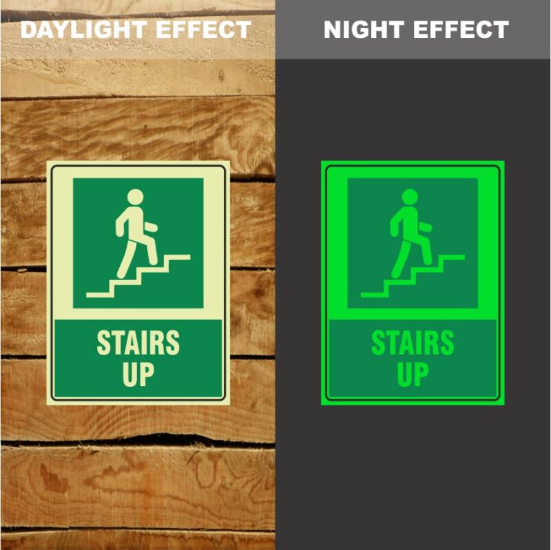 Photoluminescent Stairs Up Sign