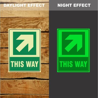 Photoluminescent This Way Arrow Sign