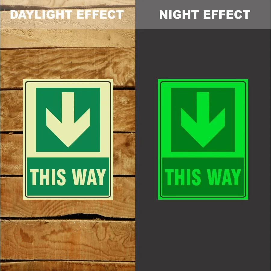 Photoluminescent This Way Arrow Down Sign