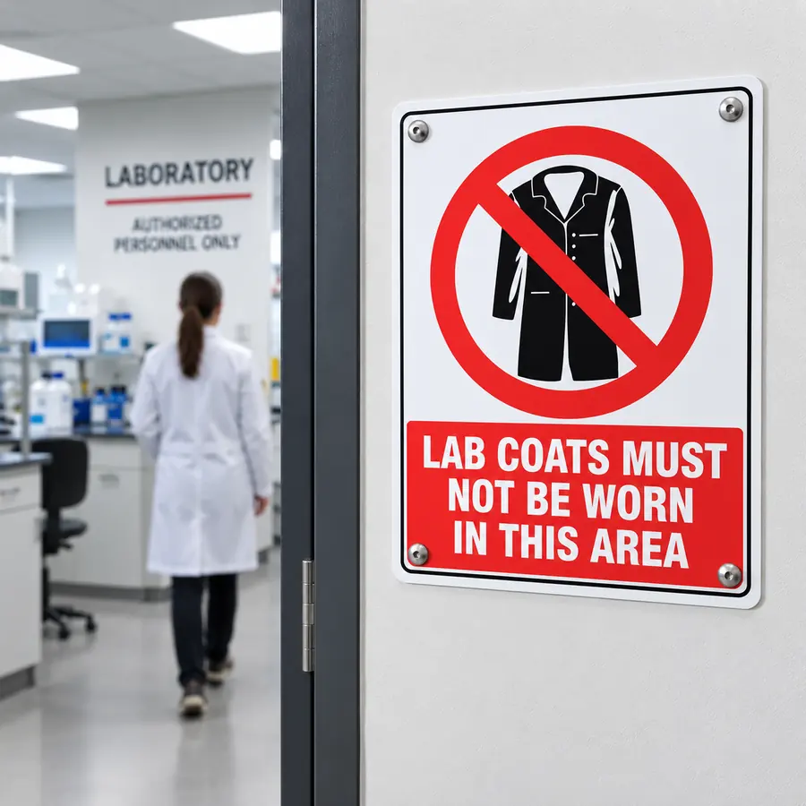 lab-coats-must-not-be-worn-use-case Lab Coats Must Not Be Worn In This Area Sign NZ
