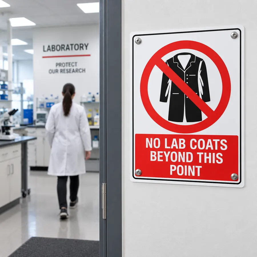 no-lab-coats-beyond-this-point-use-case No Lab Coats Beyond This Point Sign NZ