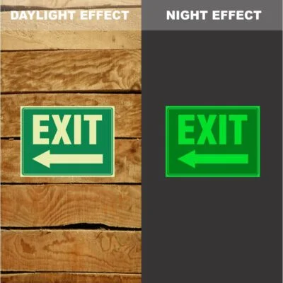 Photoluminescent Notice Exit Left Arrow Sign