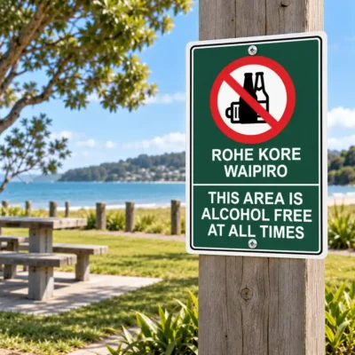 Te Reo Alcohol Free Area Sign