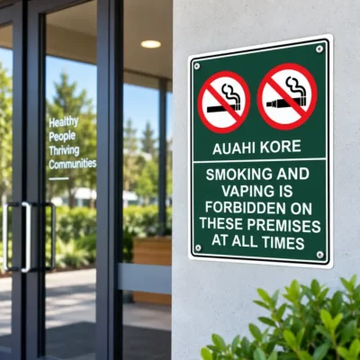Te Reo Smoking And Vaping Free Sign NZ