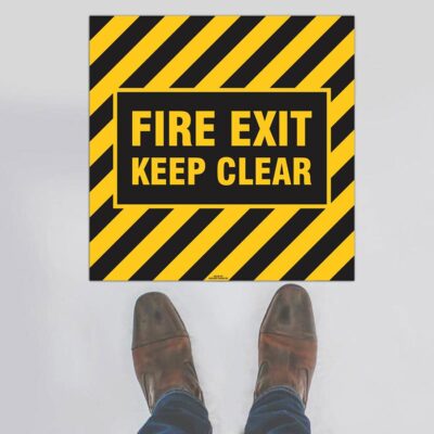 Fire Exit Keep Clear Floor Sign