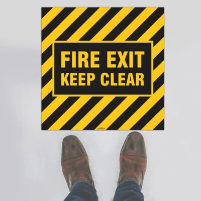 Fire Exit Keep Clear Floor Sign