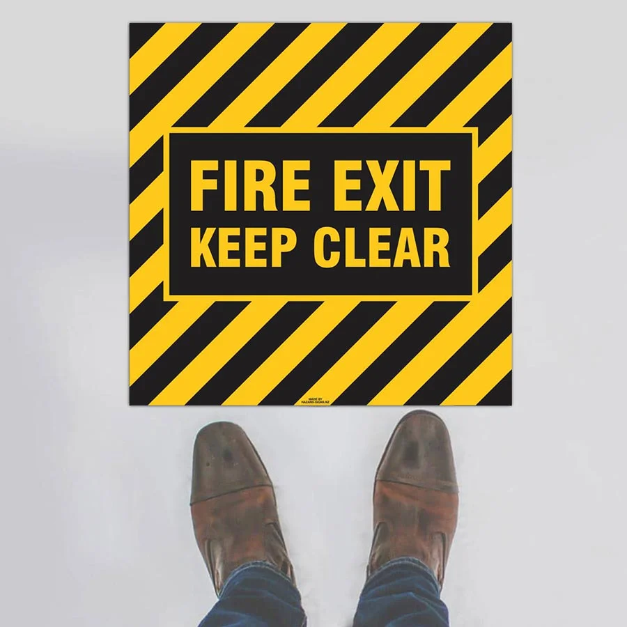 Fire Exit Keep Clear Floor Sign