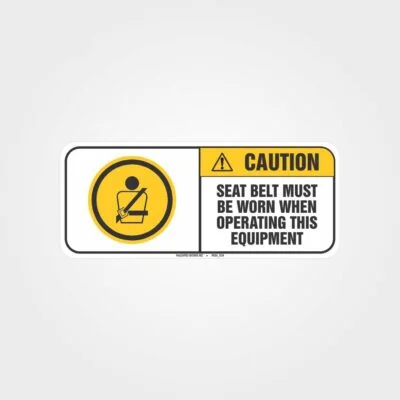 Seat Belt Must Be Worn Forklifts Label