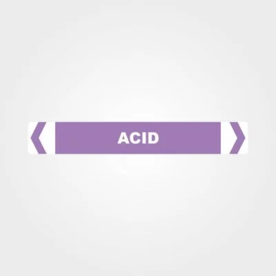 Acid pipe marker label for chemical pipe identification