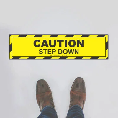 Caution Step Down Floor Sign (Rectangle)