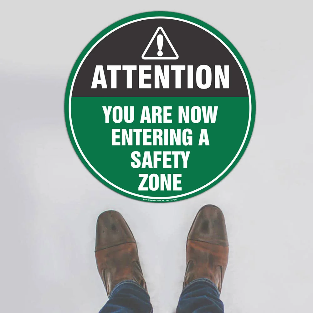 Attention Safety Zone Floor Sign