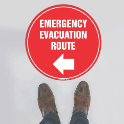 Emergency Evacuation Route Floor Sign - Left