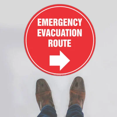 Emergency Evacuation Route Floor Sign - Right