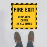 Fire Exit Keep Area Clear Floor Sign