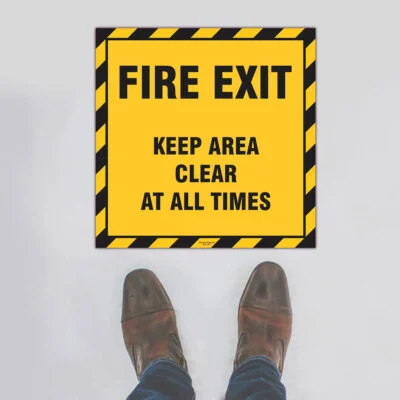 Fire Exit Keep Area Clear Floor Sign