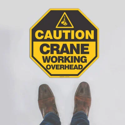 Caution Crane Working Overhead Floor Sign