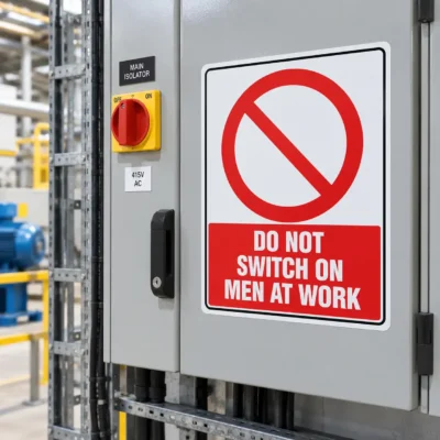 Do Not Switch On Men At Work Sign NZ
