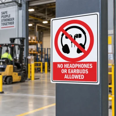 No Headphones Or Earbuds Allowed Sign NZ