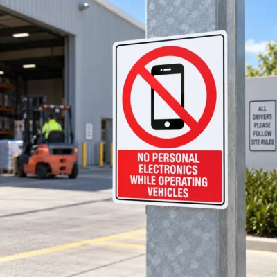 No Personal Electronics While Operating Vehicle Sign NZ